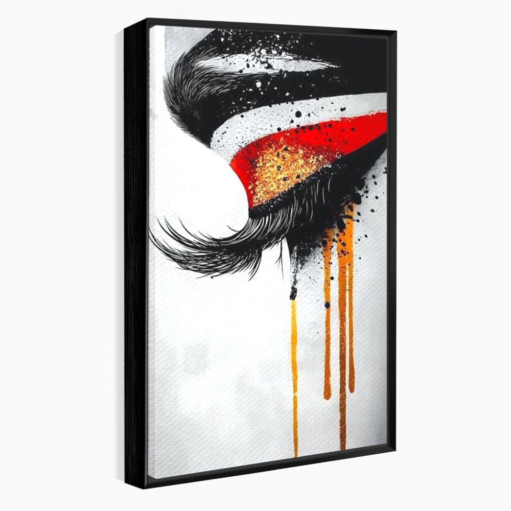 Tablou canvas cu tablou canvas cu ochi stilizat, in rama de aluminiu negru